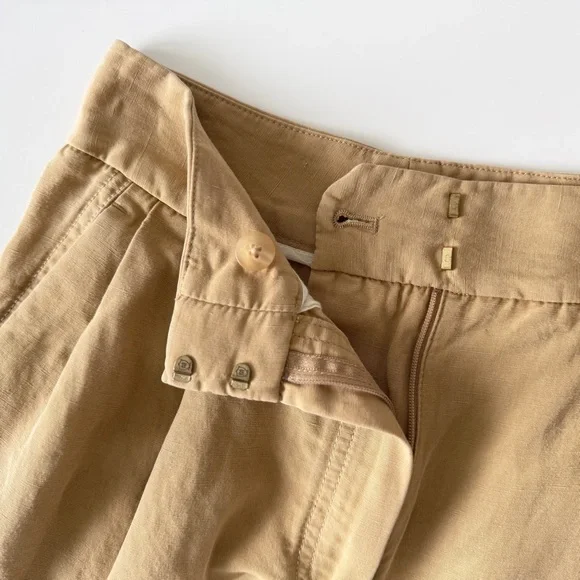 Massimo Dutti Linen Lyocell Cropped Pants High Rise Beige XS Size US 2 - Picture 5 of 10